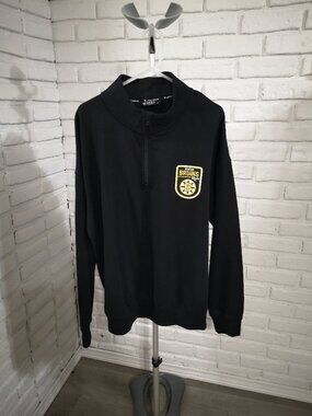 Levelwear Men's Size Large Black w/ Boston Bruins Logo Fleece Lined 1/4 Zip